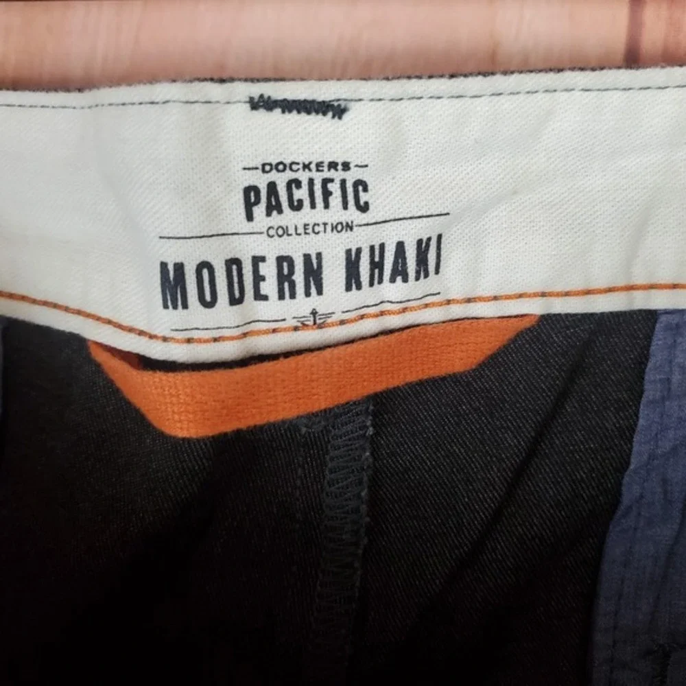 Dockers Modern Khaki Mens Tapered Pants 36X34 Gray Heather Cotton Slash Pockets‎